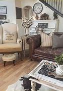 Image result for Farmhouse Living Room with Leather Sofa