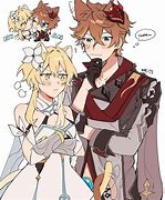 Image result for Genshin Impact Childe and Lumine