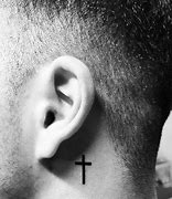 Image result for Small Cross Tattoo Behind Ear