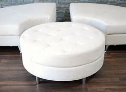 Image result for Round Leather Ottoman