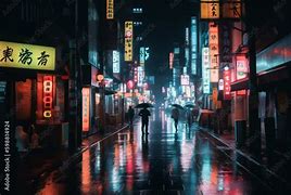 Image result for Busy Japanese Neon Street at Night