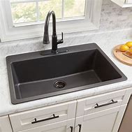 Image result for Black Kitchen with Copper Sink