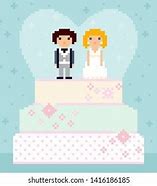 Image result for Pixel Art Weddeingf Cake