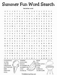 Image result for Summer Word Search Worksheet