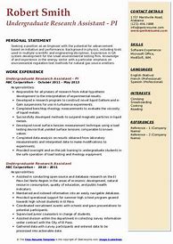 Image result for Undergraduate Research Assistant Resume