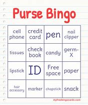 Image result for Purse Bingo Cards Free