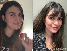 Image result for Point Cutting Bangs Before and After