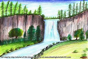 Image result for Drawing a Waterfall