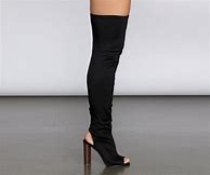 Image result for Black Peep Toe Thigh High Boots