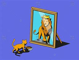 Image result for Cat Mirror Sees Lion