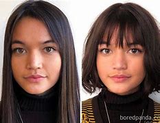 Image result for Curtain Bangs Before and After