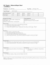 Image result for Rehearsal Report Template