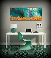 Image result for Extra Wide Canvas Teal Wall Art