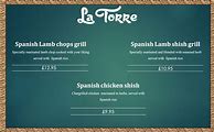 Image result for La Torre Menu