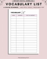 Image result for Vocabulary Templates for Kids