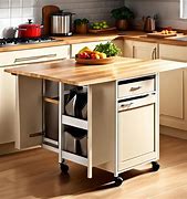 Image result for small kitchen cart with trash bin