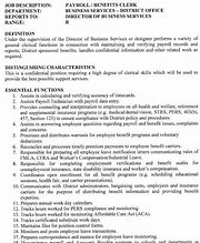 Image result for Payroll Clerk Job Description Sample