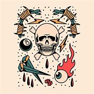 Image result for Sugar Skull Tattoo Flash Art