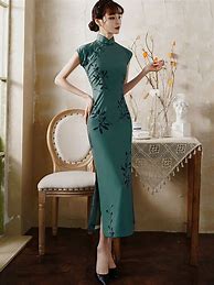 Image result for Purple Chinese Qipao Maxi Dress