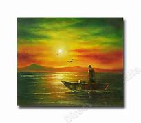 Image result for Fisherman Boat On Lake Wall Art