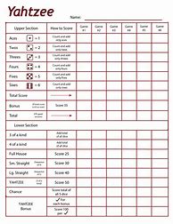 Image result for Yahtzee Game Rules Printable