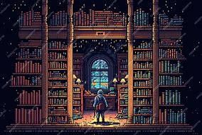 Image result for Pixel Art Library Background