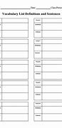 Image result for Vocabulary Templates for Kids