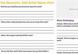 Image result for Artist Research Template a Level