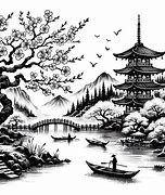 Image result for Japanese Black and White Landscape