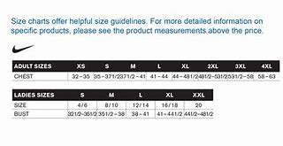 Image result for Nike Clothing Size Chart