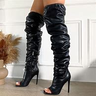 Image result for Black Peep Toe Thigh High Boots