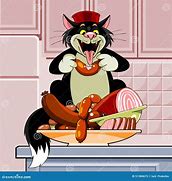 Image result for Cat Eating Sausage