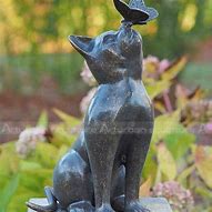 Image result for Cat Statue with Butterfly