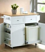 Image result for small kitchen cart with trash bin