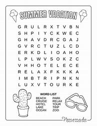 Image result for Easy Summer Word Search Puzzles