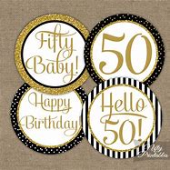 Image result for Gold 50th Birthday Cupcake Toppers