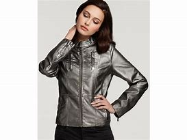 Image result for Metallic Faux Leather Jacket