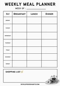 Image result for Weekly Meal Plan Menu