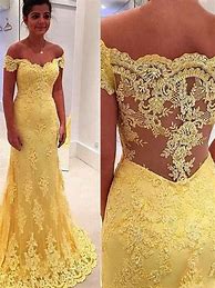 Image result for Yellow Lace Prom Dress