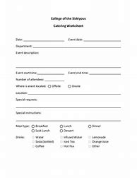 Image result for Catering Worksheet Template