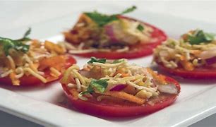 Image result for Jain Sev Puri with Tomato Ssoup