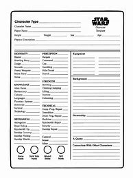 Image result for Star Wars Character Sheet