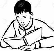 Image result for A Boy Reading a Book Drawing