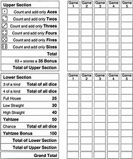 Image result for Yahtzee Game Rules Printable