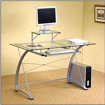 Image result for Clear Glass Computer Desk