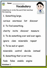 Image result for 6 Grade Vocabulary Worksheets Free