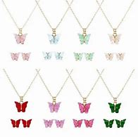 Image result for Butterfly Earrings and Necklace Set