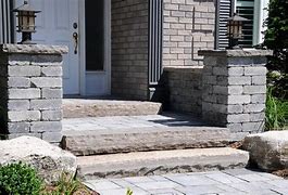 Image result for Metal Frame and Stone Front Steps