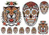 Image result for Sugar Skull Tattoo Flash Art