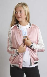 Image result for Pink Satin Bomber Jacket